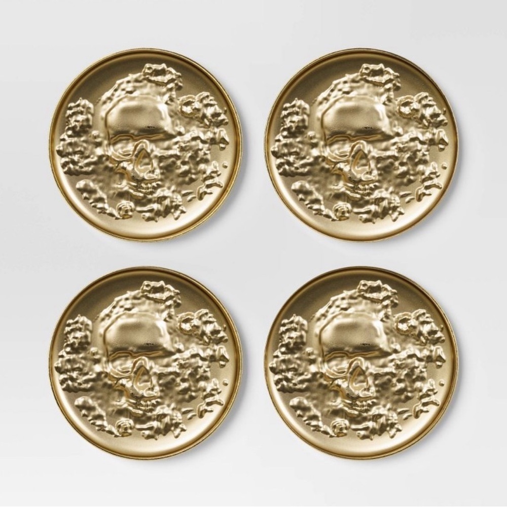 Gold Skull Coasters Set of 4